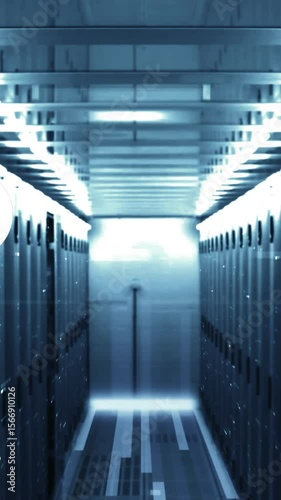 Animation of email icons over computer servers