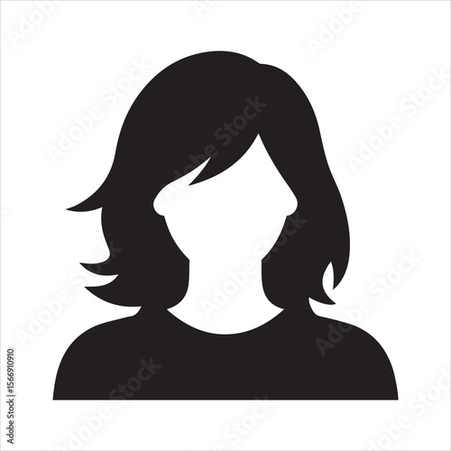 Simple black silhouette of a woman s head and shoulders