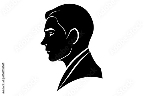 Silhouette Profile of Man in Suit Vector