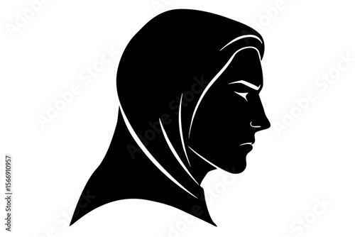 Silhouette Profile of Woman in Hijab Vector
