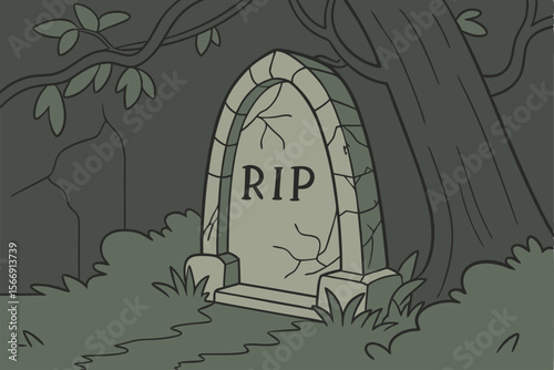 Haunted Grave Illustration for Spooky and Scary Designs. High Quality Haunted Grave for Halloween and Horror Themes. Haunted Grave Artwork for Digital and Print Creative Projects. Professional Haunted