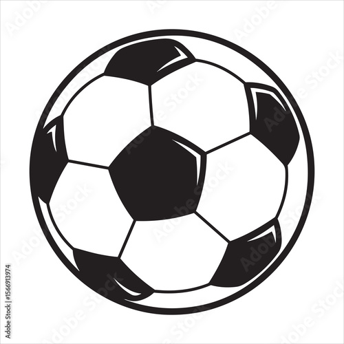 Classic black and white soccer ball design with bold outlines
