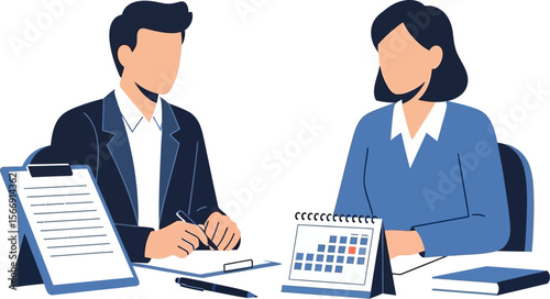 Business meeting schedule appointment planning discussion vector graphic