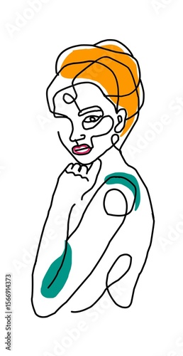 illustration of a girl with her hand on her Adam's apple