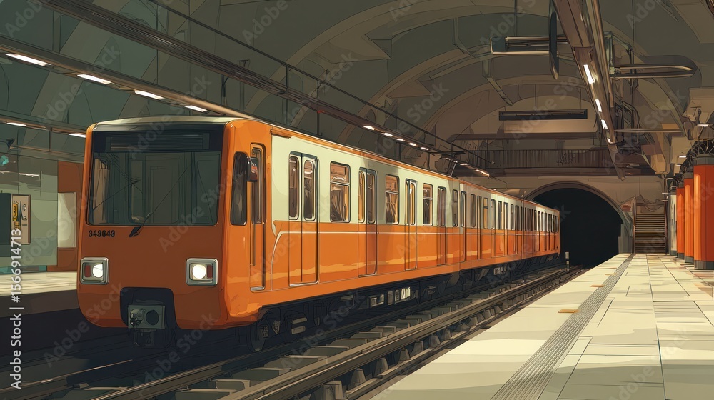 Orange metro train underground station Orange metro train underground station