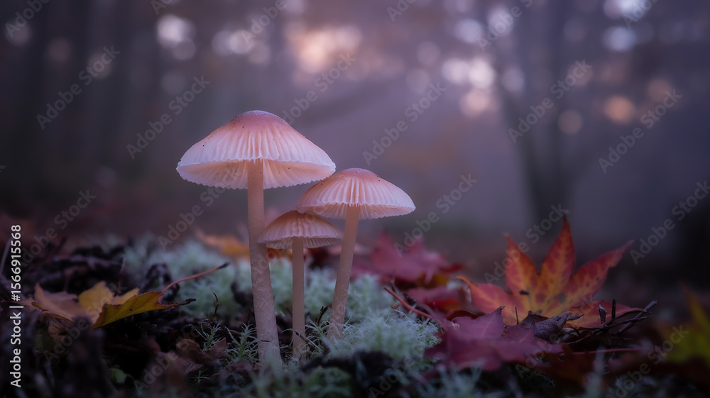Fototapeta premium Dreamy Pastel Mushrooms generative ai
