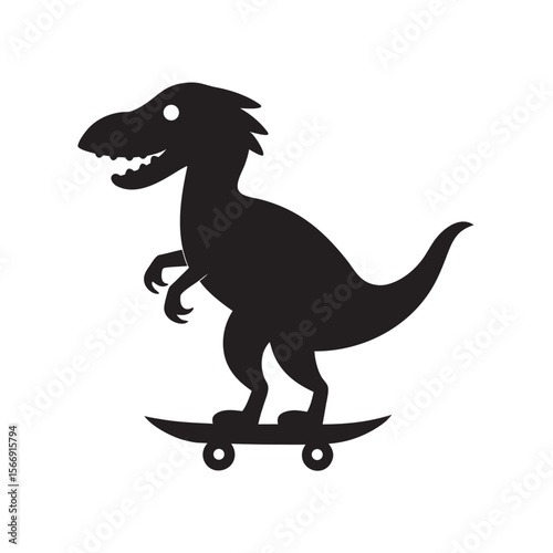 Skateboarding Dinosaur In Action Silhouette
