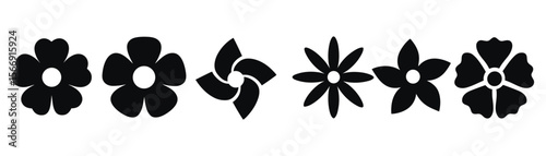 Minimalist Floral Silhouettes Set - Simple Flower Icons & Design Elements