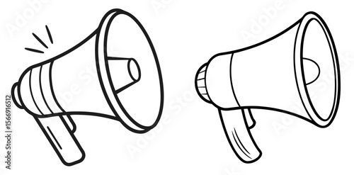 Megaphone Coloring Book Page – Outline Line Art Loudspeaker Illustration for Kids and Adults
