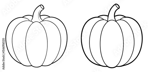 Pumpkin Coloring Book Page – Outline Line Art Autumn Vegetable Design for Kids and Adults