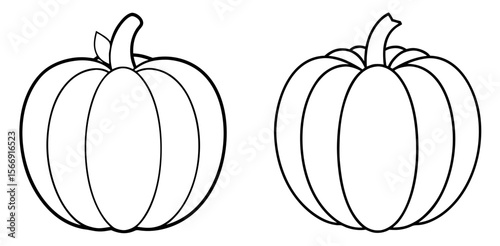 Pumpkin Coloring Book Page – Outline Line Art Autumn Vegetable Design for Kids and Adults