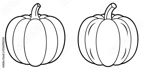 Pumpkin Coloring Book Page – Outline Line Art Autumn Vegetable Design for Kids and Adults