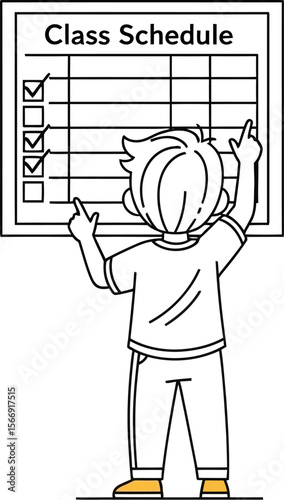 Class schedule illustration for education and time management concept art