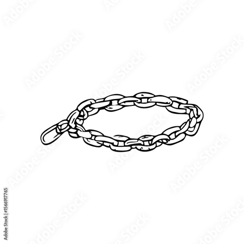 Bold chain bracelet in black doodle SVG style on transparent background, ideal for alternative fashion branding, punk subculture merchandise, or edgy e-commerce layouts