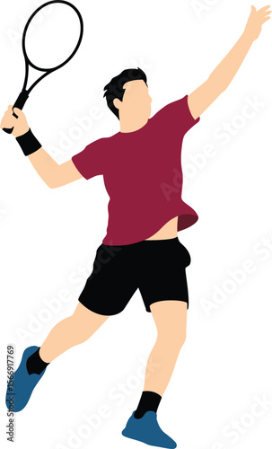 Dynamic Tennis Player Serving Silhouette