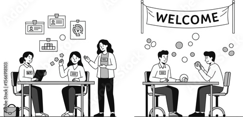 Vector illustration of new employee onboarding and welcome to the company