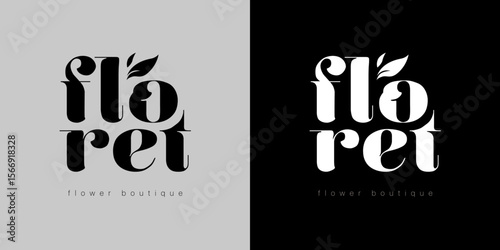 An elegant "Floret" logotype for a flower store, featuring bold, hand-drawn lettering with flowing typography that exudes sophistication and charm.