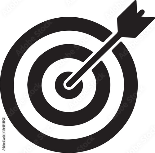 Target with Arrow Icon - Bullseye Vector Symbol of Success and Achievement

