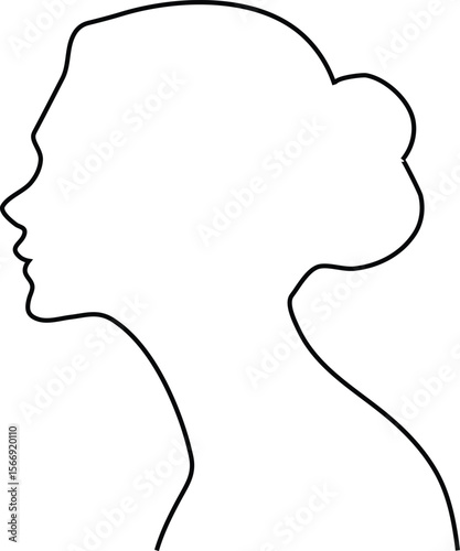 Elegant silhouette of a woman's head in profile for brain and mind concepts
