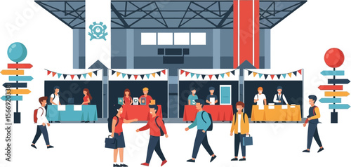 Trade show convention exhibition fair conference vector illustration design