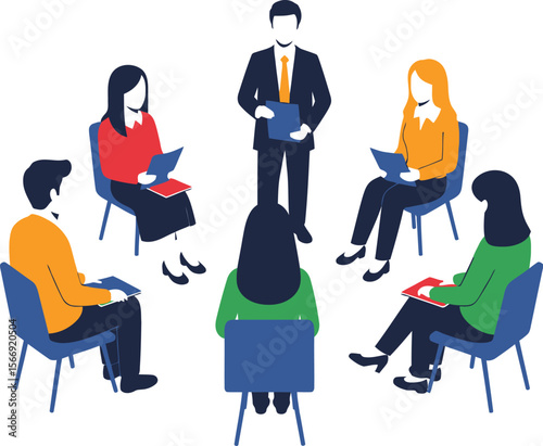 Business meeting team training workshop presentation circle discussion group