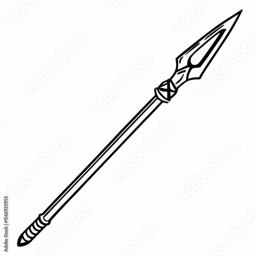 Spear illustration, monochrome design, for history books