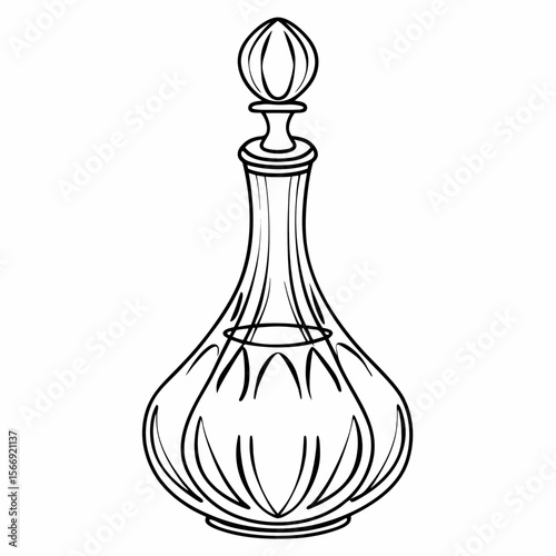 Elegant decanter drawing, in black and white, for design projects