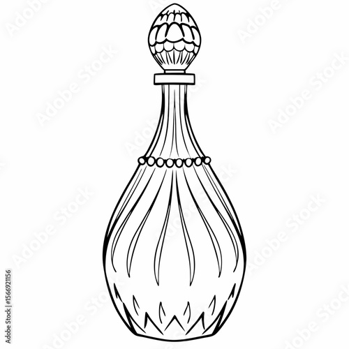 Elegant crystal decanter, line art design, for beverage presentation
