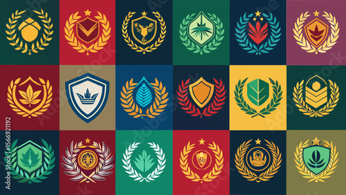 winged badge vector icons for heroic or aviation themes

