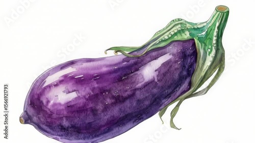 Wallpaper Mural Delicate watercolor illustration of an eggplant on a clean white surface, great for food-related designs and illustrations Torontodigital.ca