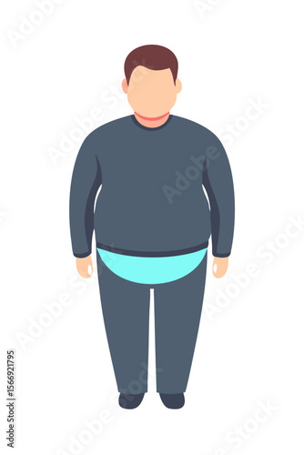 Cartoon overweight man in dark sweater