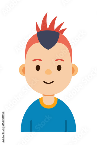 Cartoon boy with red mohawk hairstyle