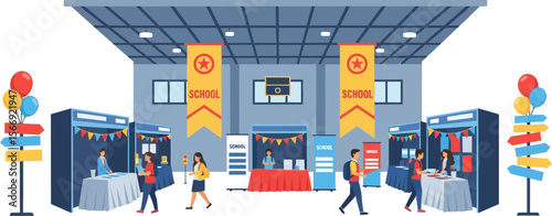 School fair vector illustration for education and career opportunity events