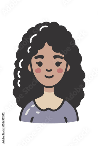 Confident woman with curly black hair