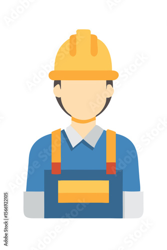 Cartoon male builder in overalls and helmet
