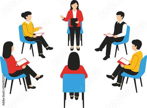 Business meeting group training workshop seminar discussion corporate team work