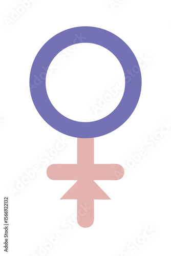 Gender equality symbol in purple and pink