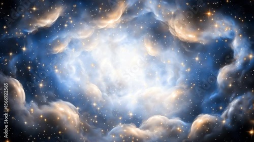 Mesmerizing Cosmic Scene of Glowing Nebula, Swirling Gas Clouds, Countless Stars, and Ethereal Light in Deep Space Universe Vibrant Astronomy and Astrophotography of Celestial Cosmos
