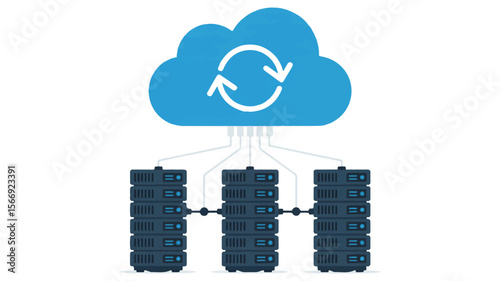 Cloud-Based Synchronization: A digital depiction of data synchronization and cloud computing, depicting a centralized data storage system.