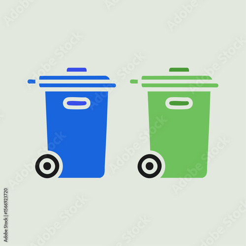 Trash bins icon logo flat vector design
