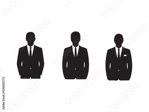 Three Businessman Icons in Formal Suits Illustrate Professionalism