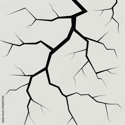 Abstract black lines forming cracks on a light gray background