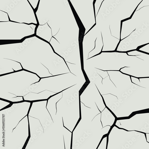 Abstract pattern of black cracks on a light grey background