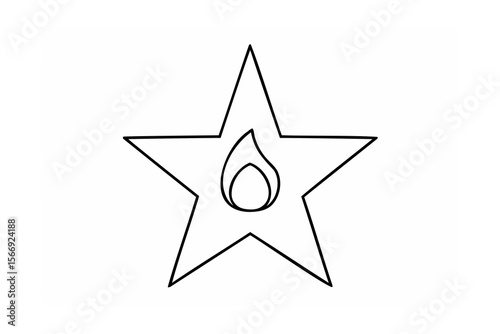 Star with flame fire symbol