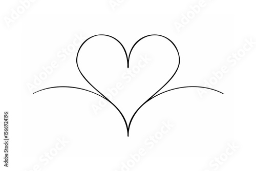 Elegant black heart shape with flowing lines love romance