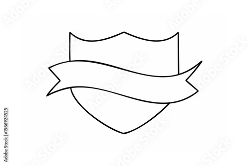 Shield and banner emblem outline crest heraldry