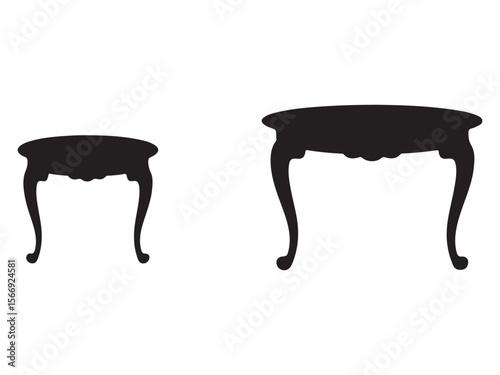 Silhouette of two antique-style tables