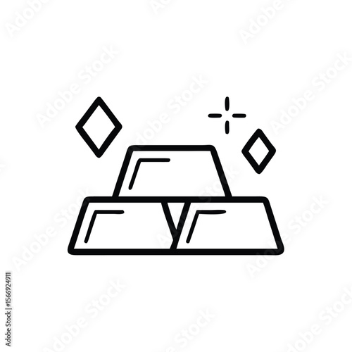 Gold bars with diamond shapes starburst sparkles on bullion ingot