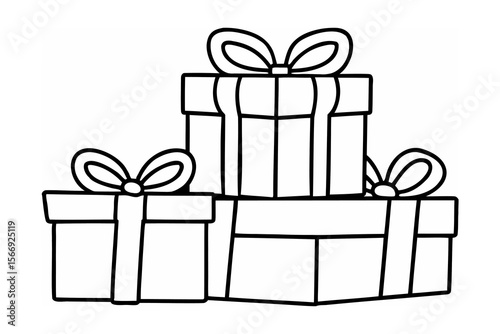 Stacked gift boxes with bows presents wrapped gifts