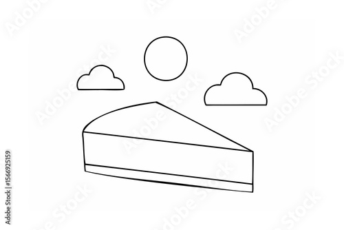 Slice of cake with clouds and sun dessert sweet